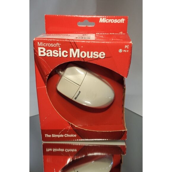 Vintage Microsoft Basic Wired Mouse PS/2 X08-07228 Cream PC Windows - Picture 1 of 5